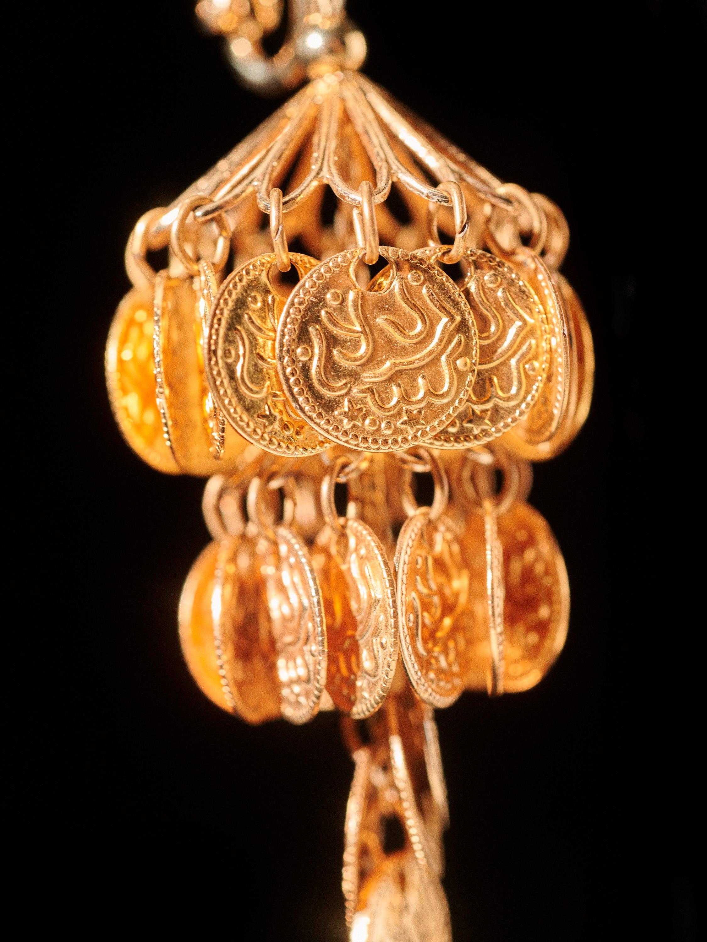 Gold Tone Coin Drop Earrings