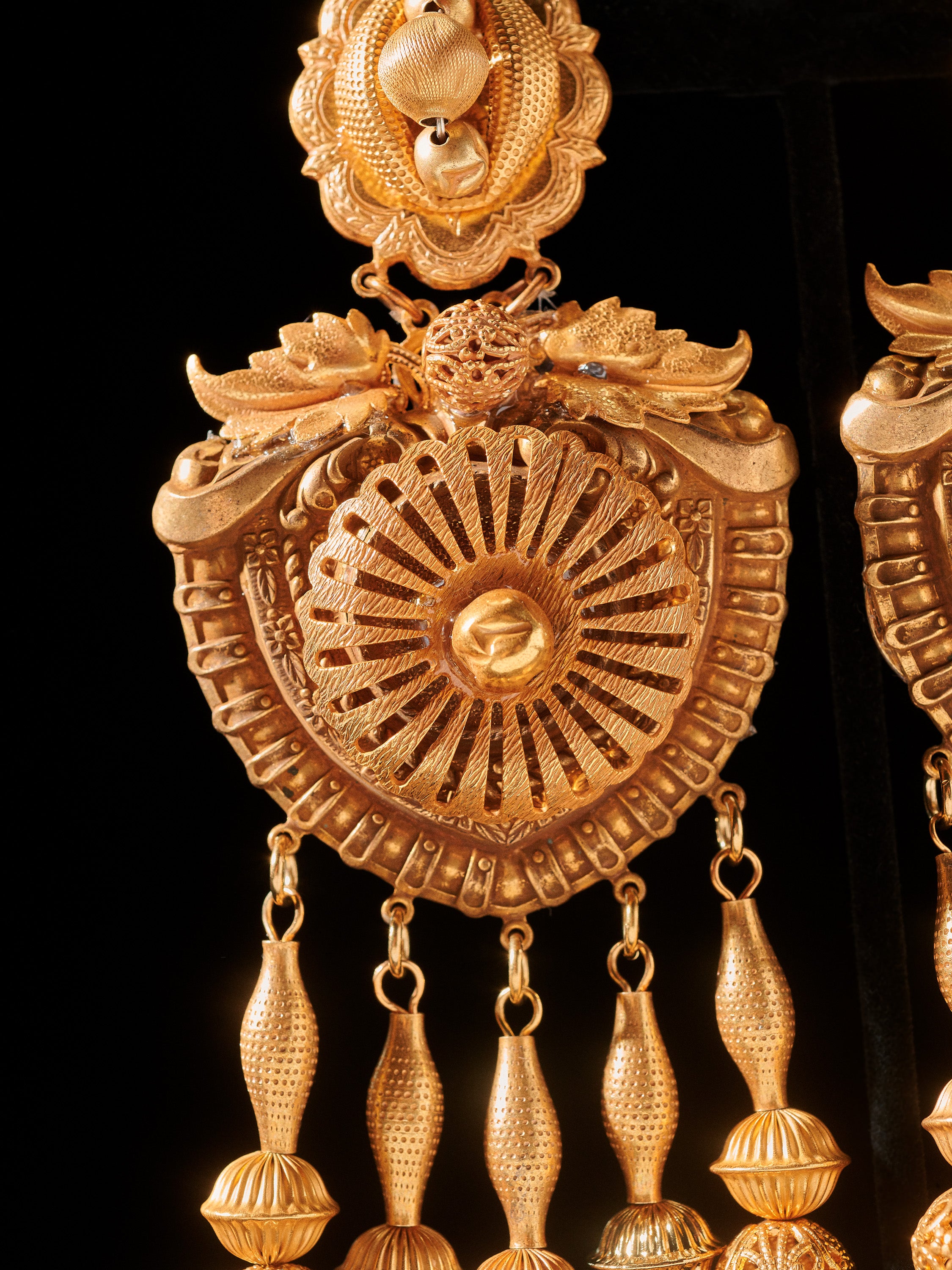 Gold Tone Oversized Sheild Earrings