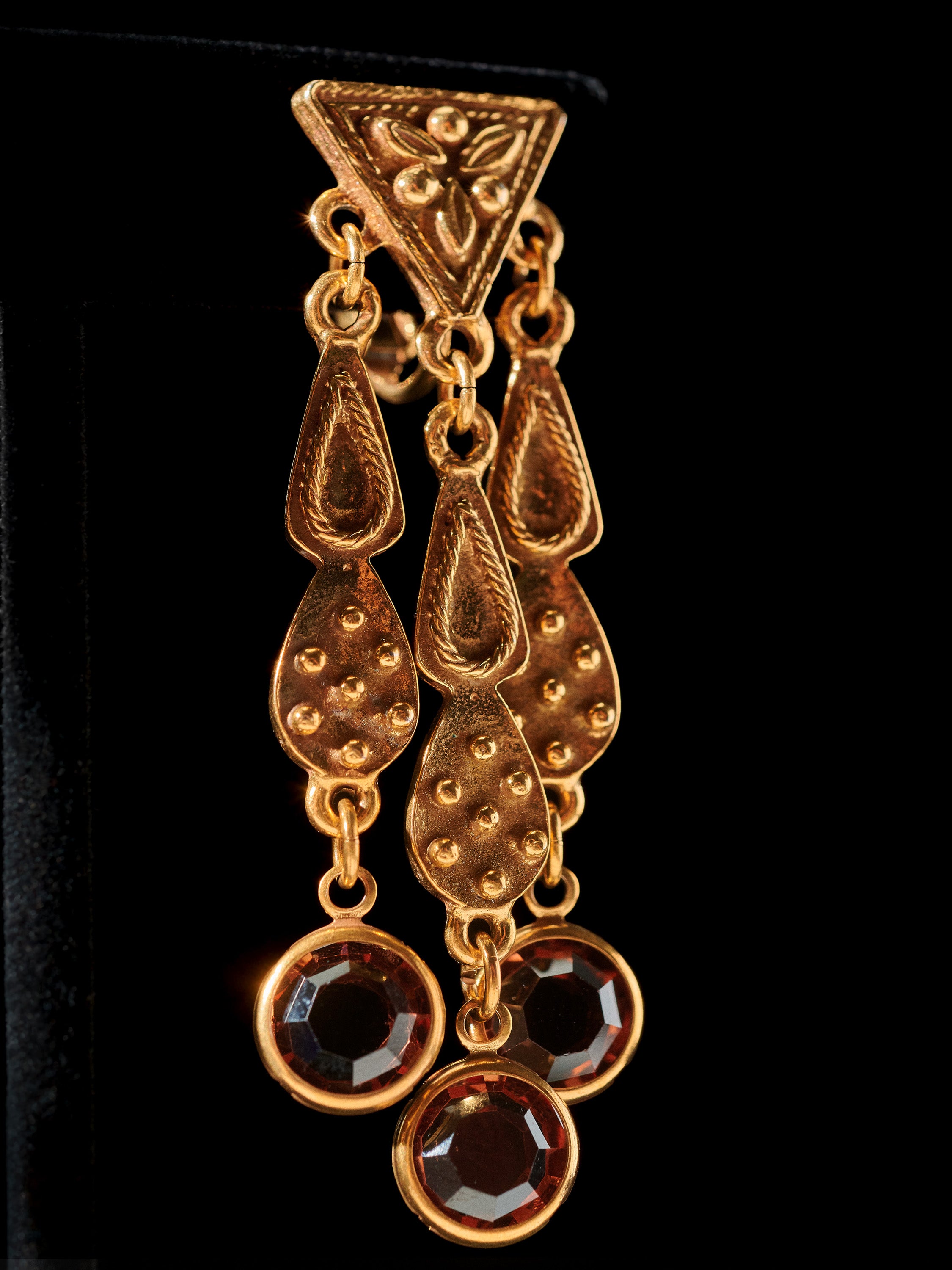 Gold Tone Diamanté Drops Chandelier Earrings