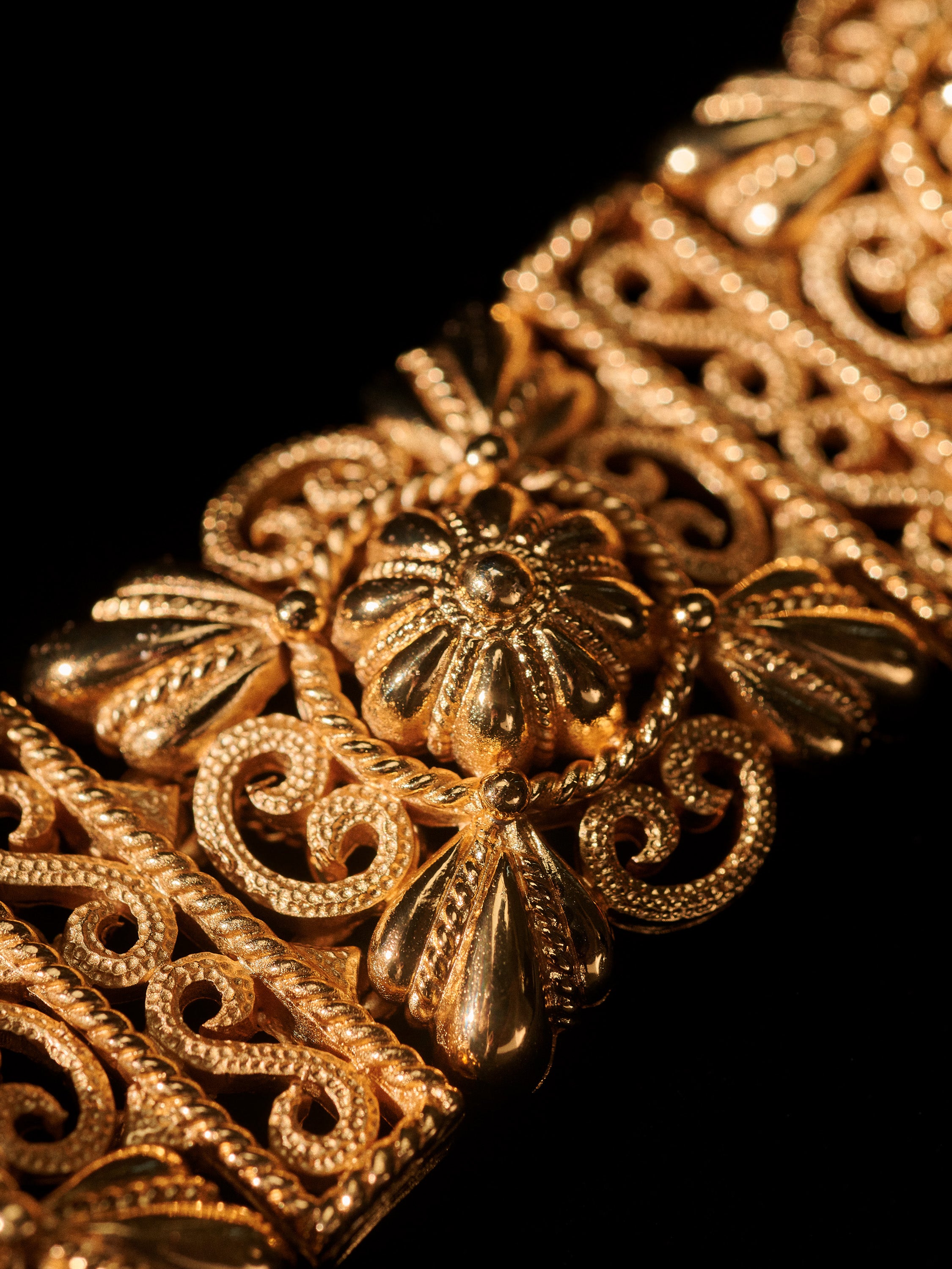 Gold Tone Panel Link Bracelet