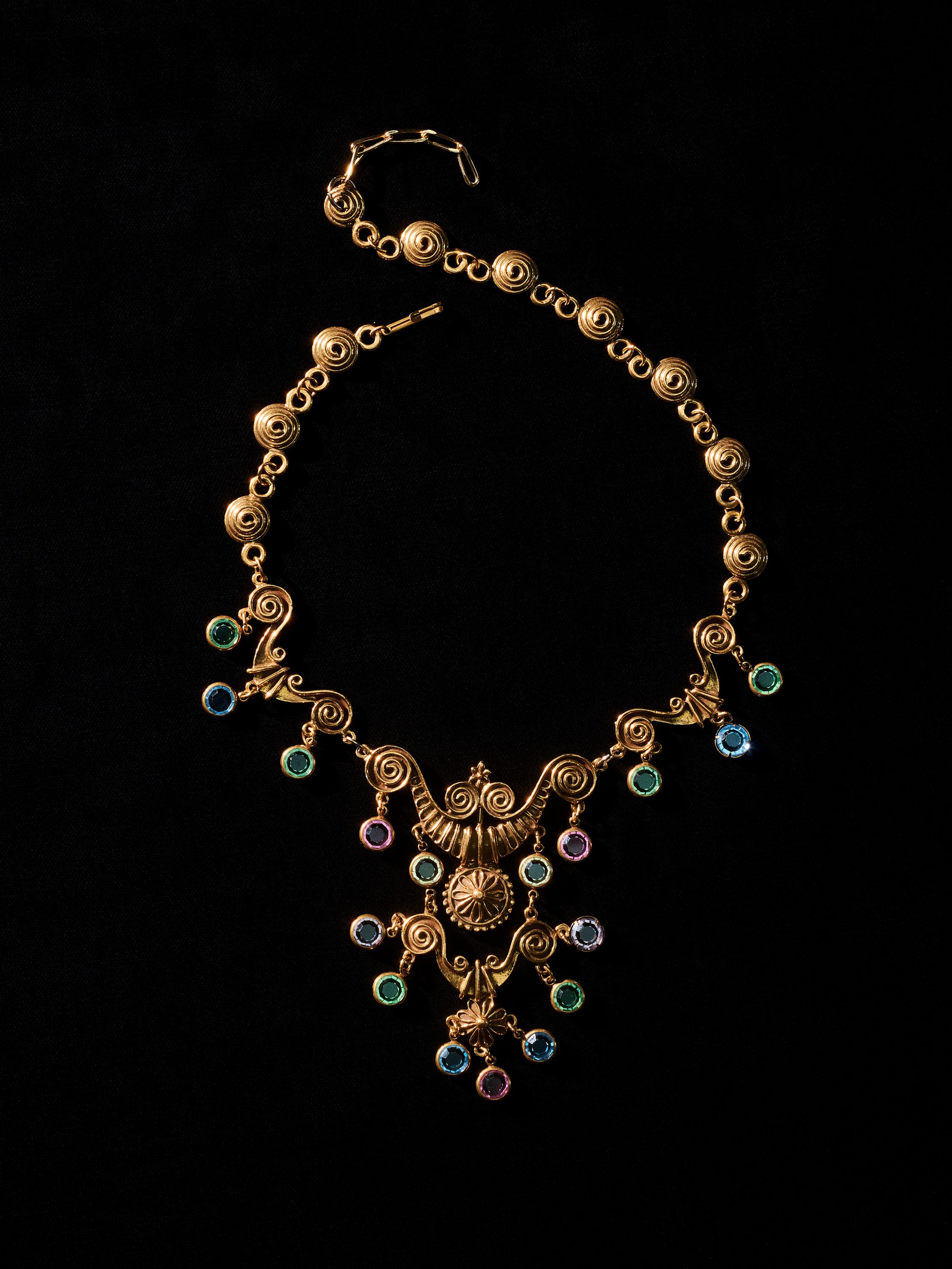 Gold Tone Etruscan Diamanté Necklace
