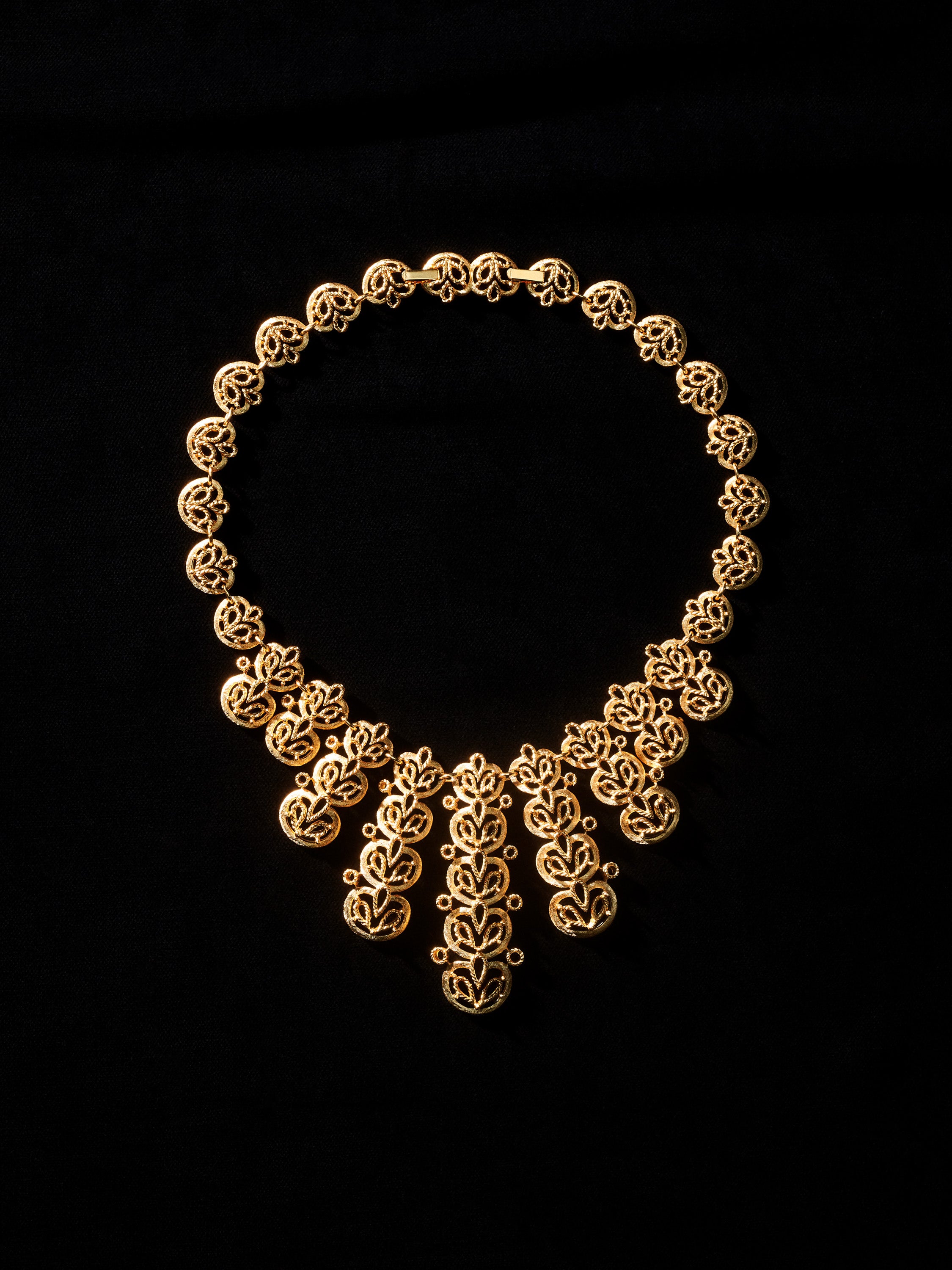 Gold Tone Filigree Bib Necklace