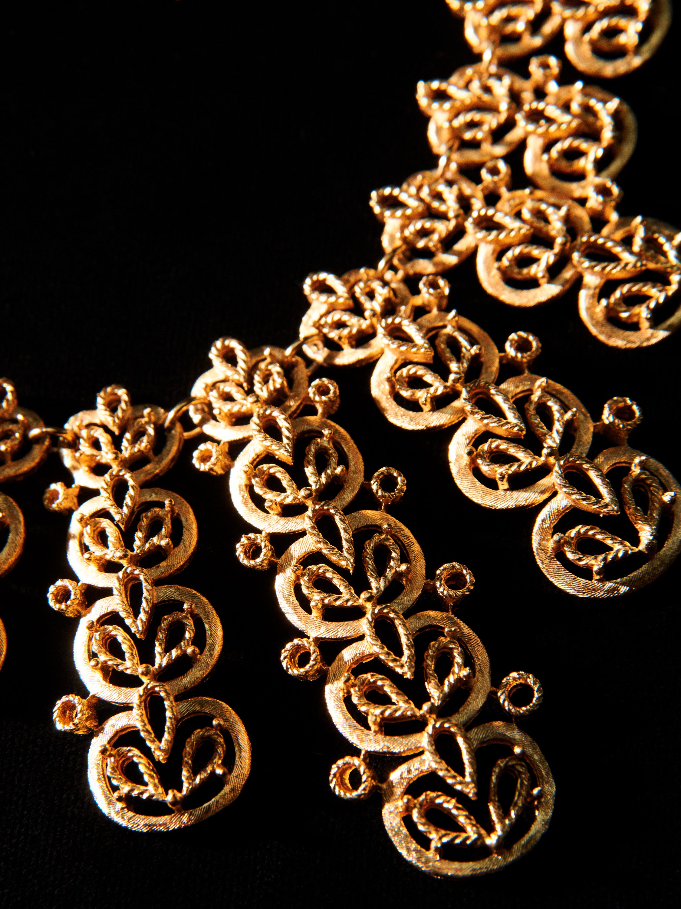 Gold Tone Filigree Bib Necklace