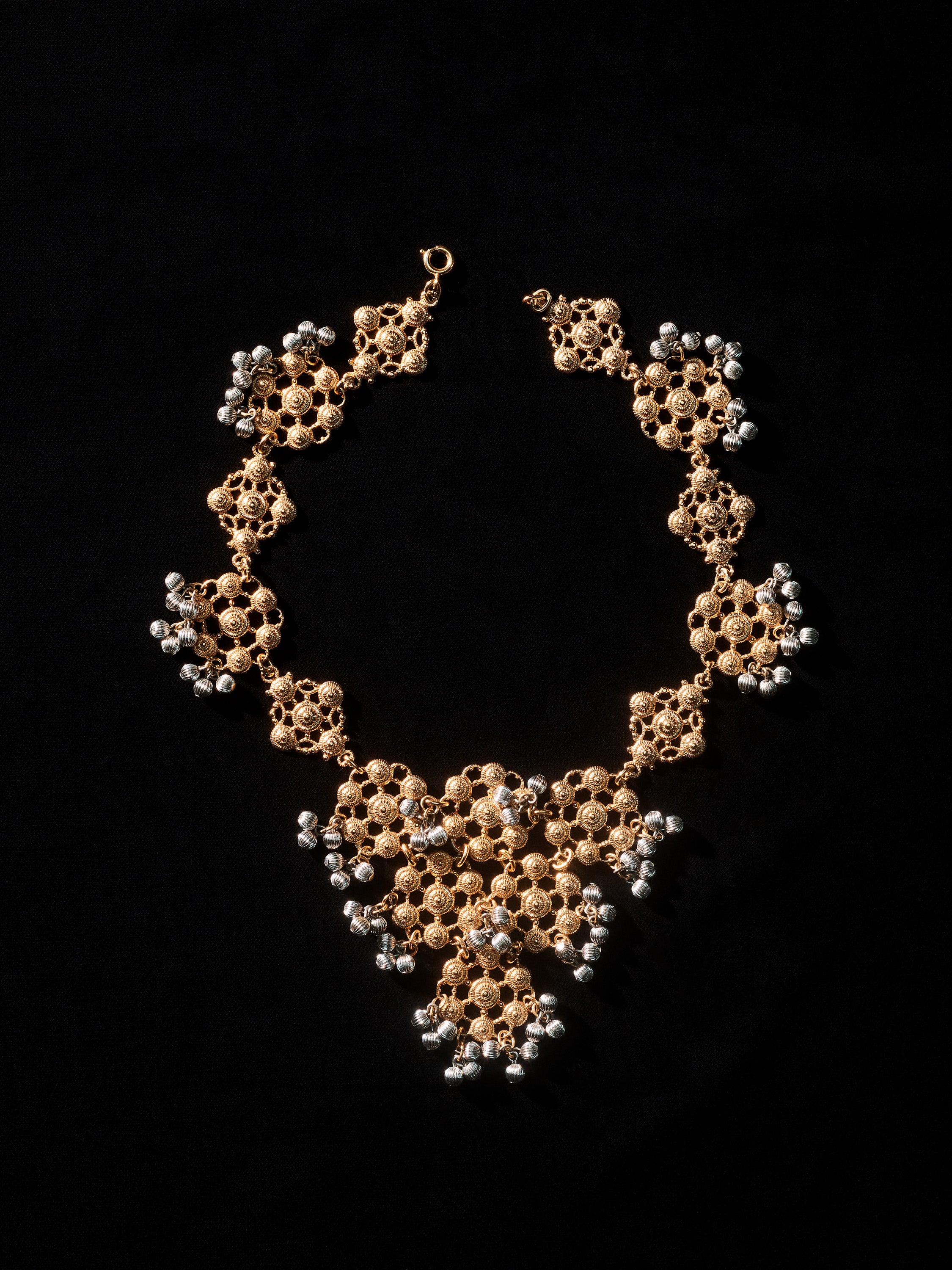 Gold & Silver Tone Etruscan Ball Bead Necklace