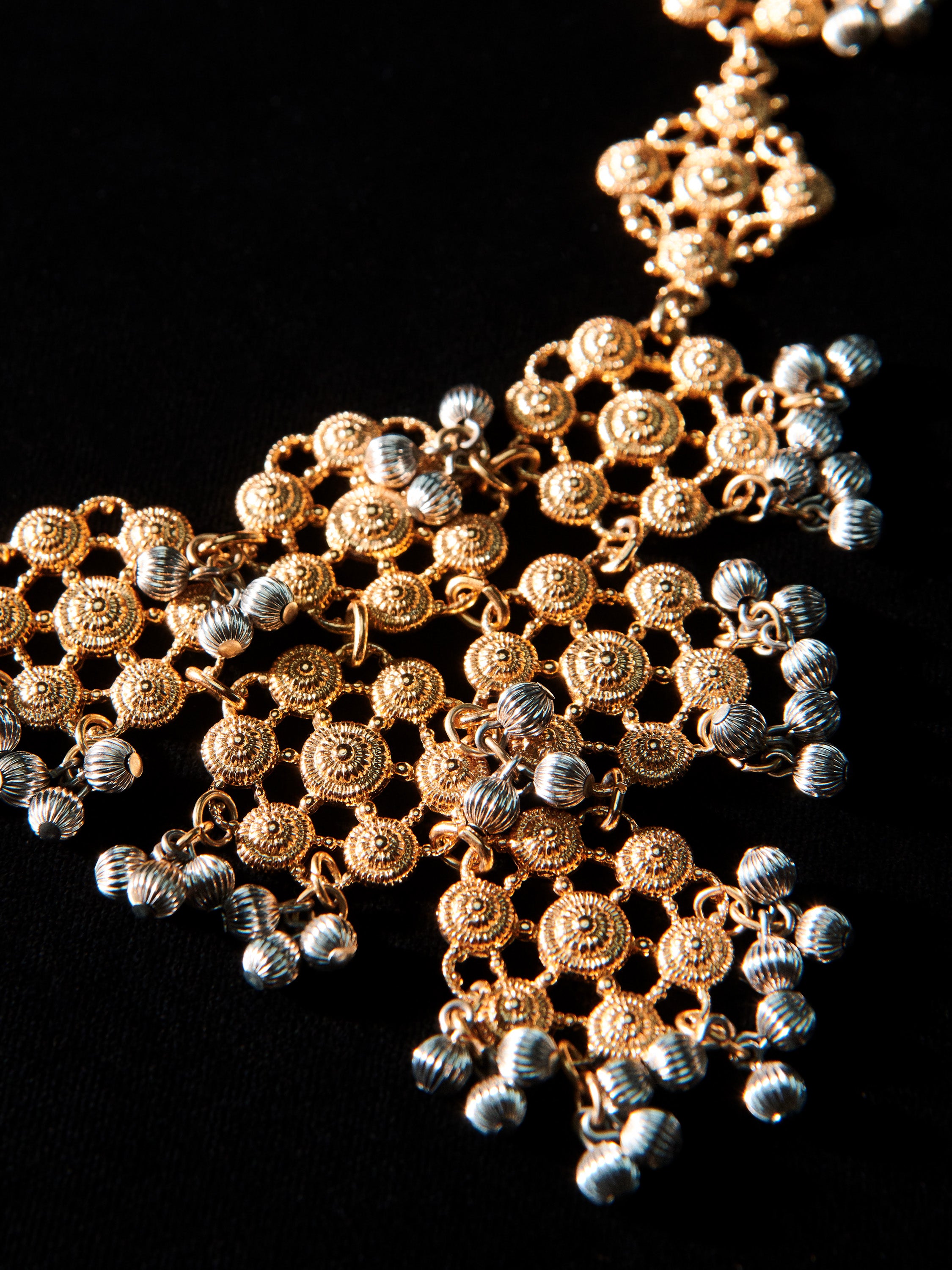 Gold & Silver Tone Etruscan Ball Bead Necklace