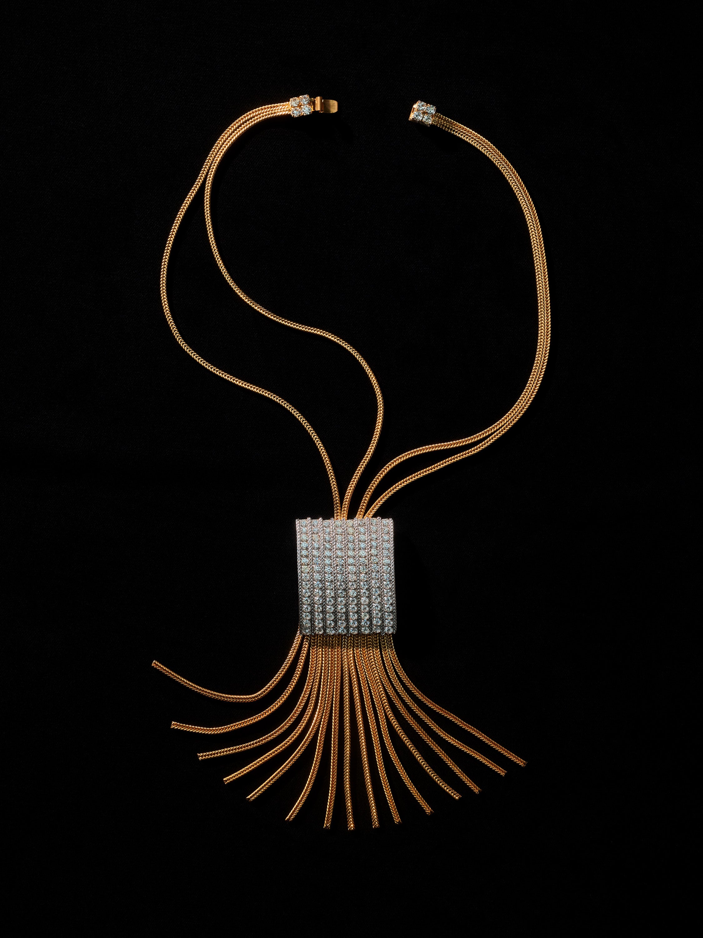 Gold Tone Cascading Pavé Necklace