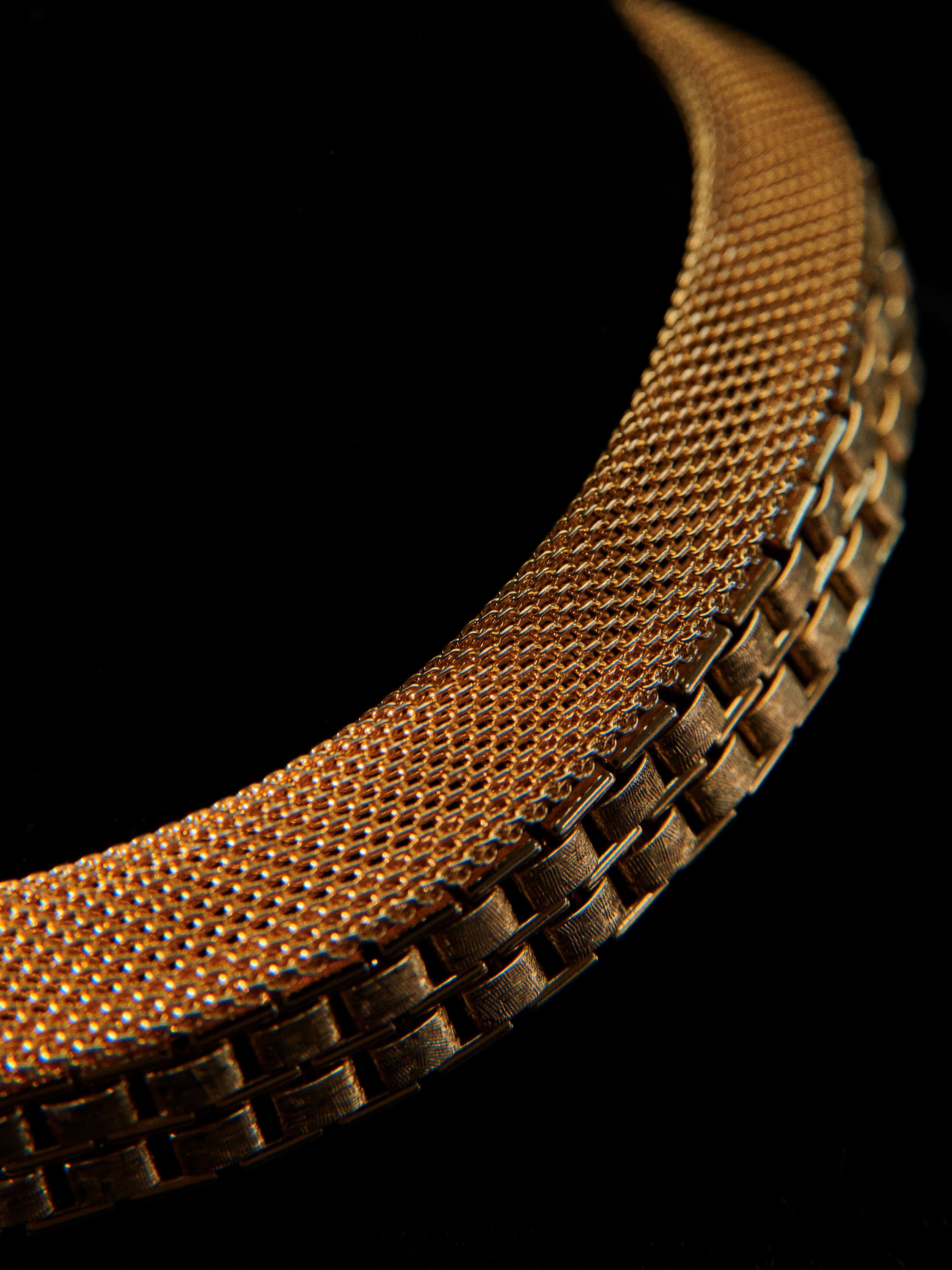 Gold Tone Mixed Mesh Choker Necklace