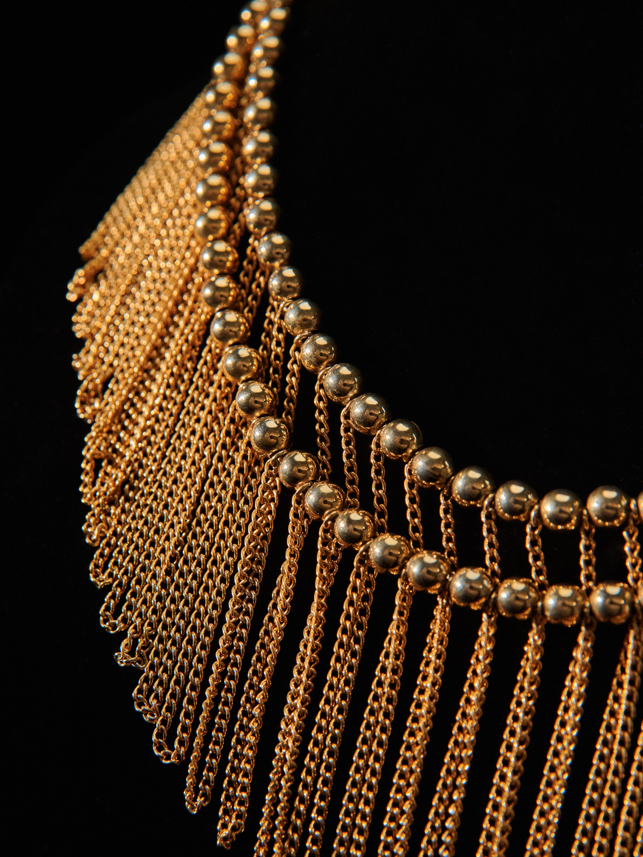 Gold Tone Waterfall Fringe Necklace
