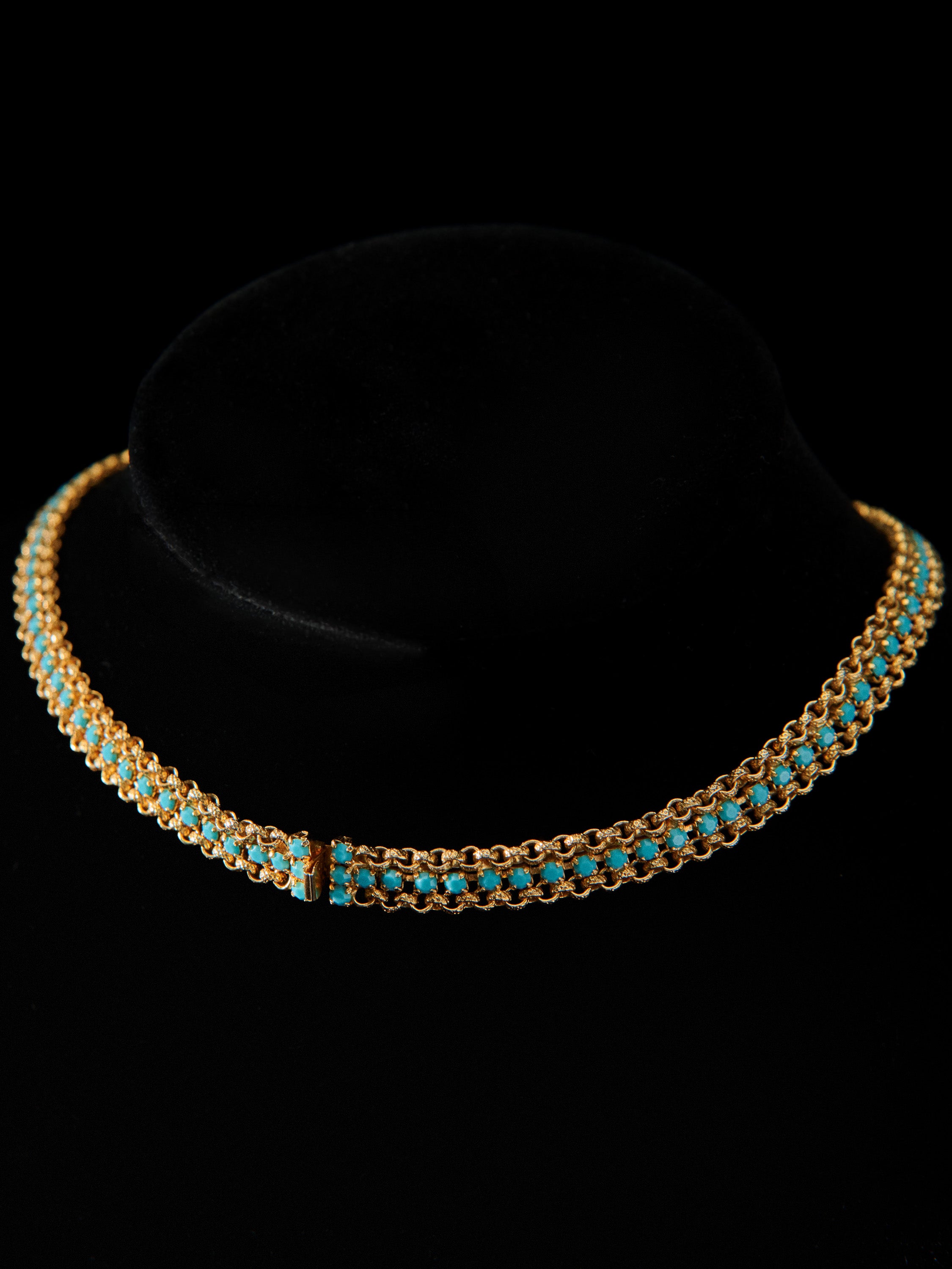 Gold Tone & Turquoise Diamanté  Lariat Necklace