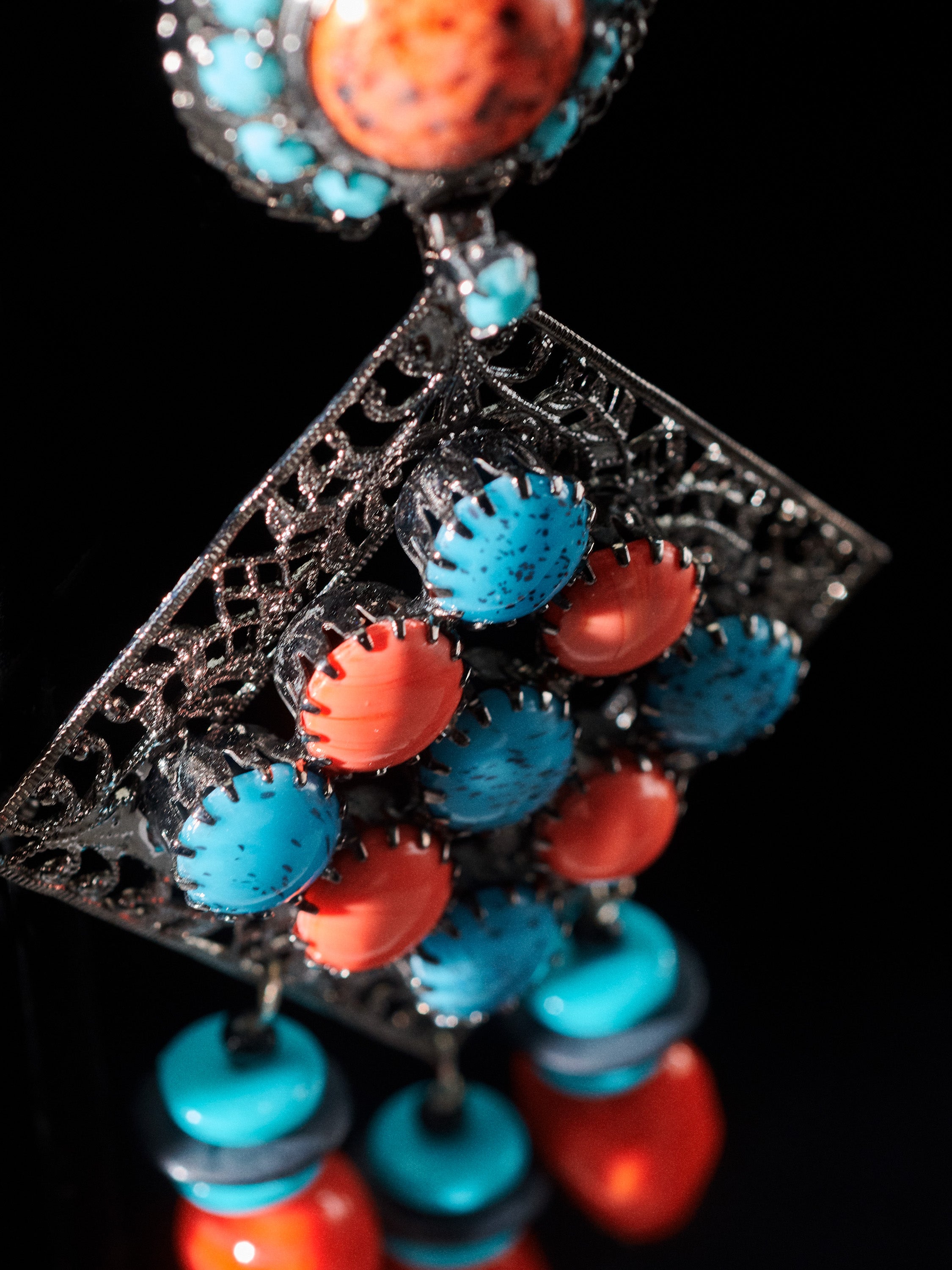 Turquoise Art Glass Earrings